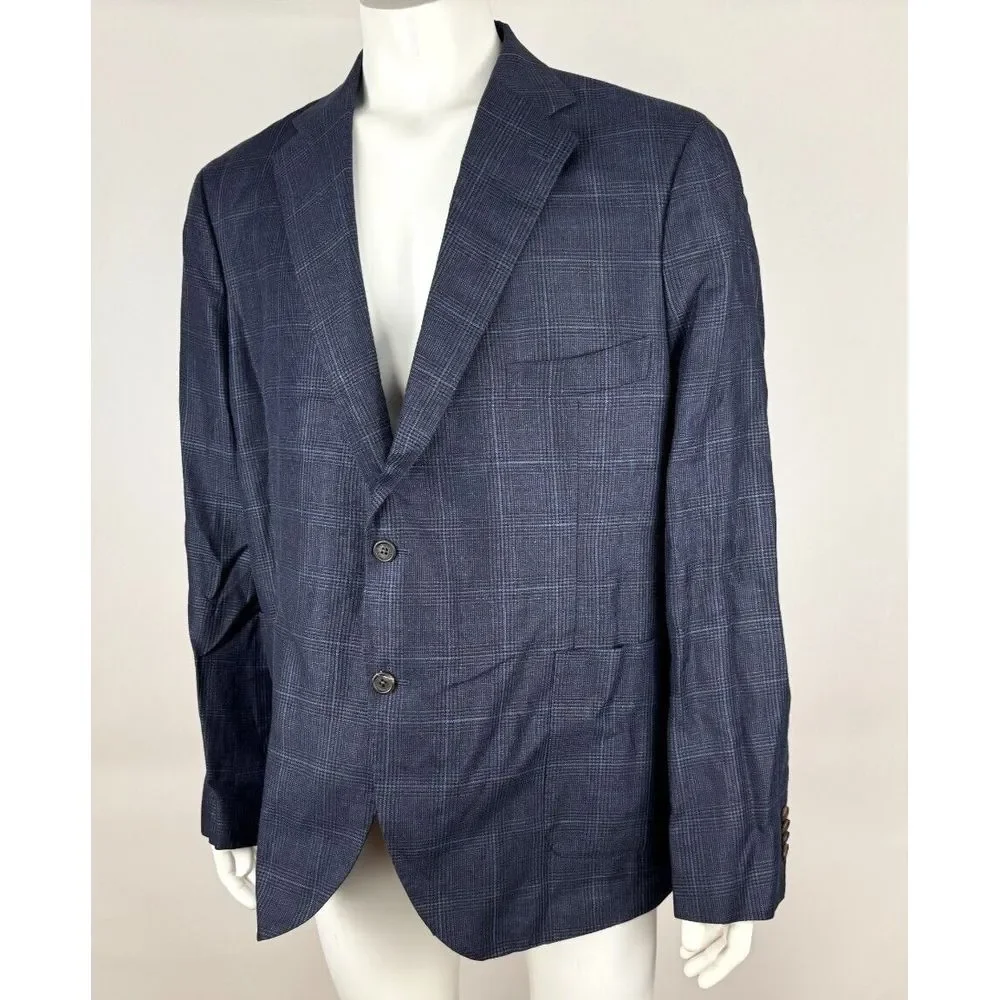 Proper Cloth REDA Bedford Jacket Men 54/3XL? NWOT Navy Glen‎ Plaid Lightweight